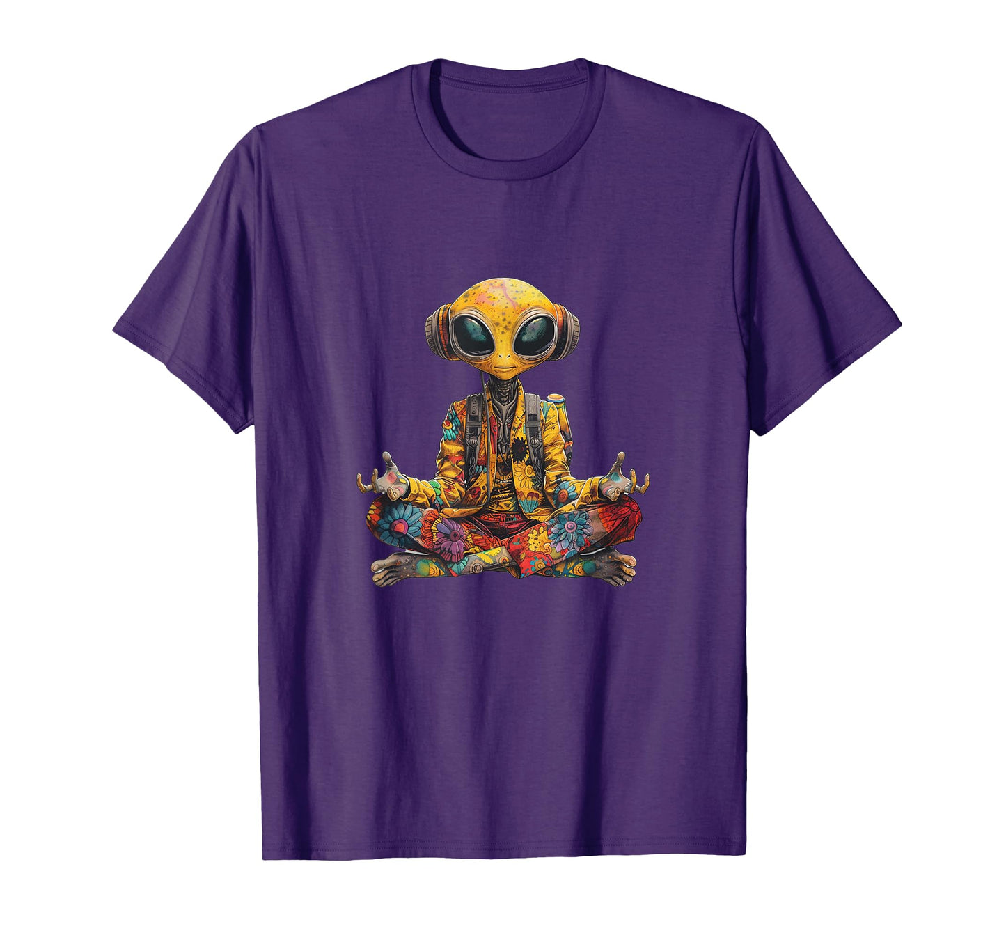 Funny Yoga Meditation Hippie Alien Tie-Dye Peace 70s Groovy T-Shirt