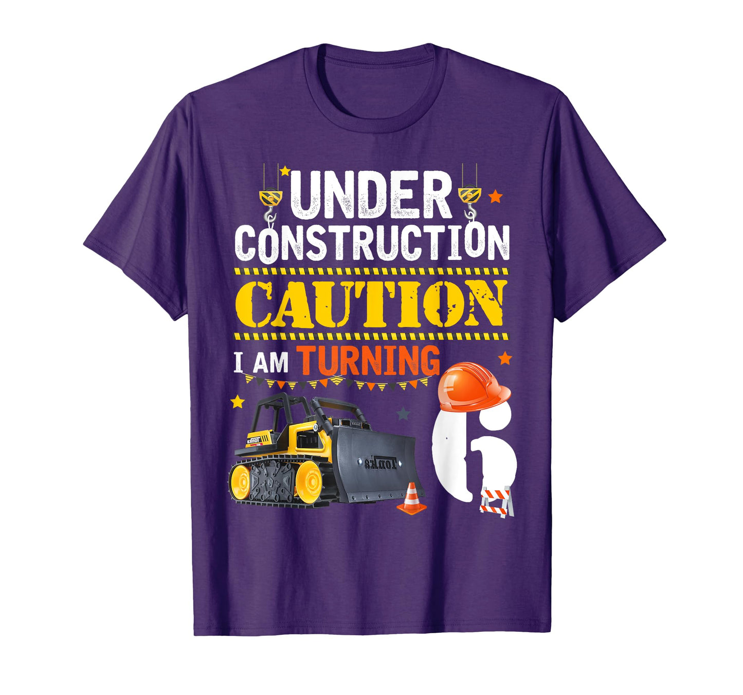 6th Birthday Under Construction Caution I am Turning 6yr old T-Shirt