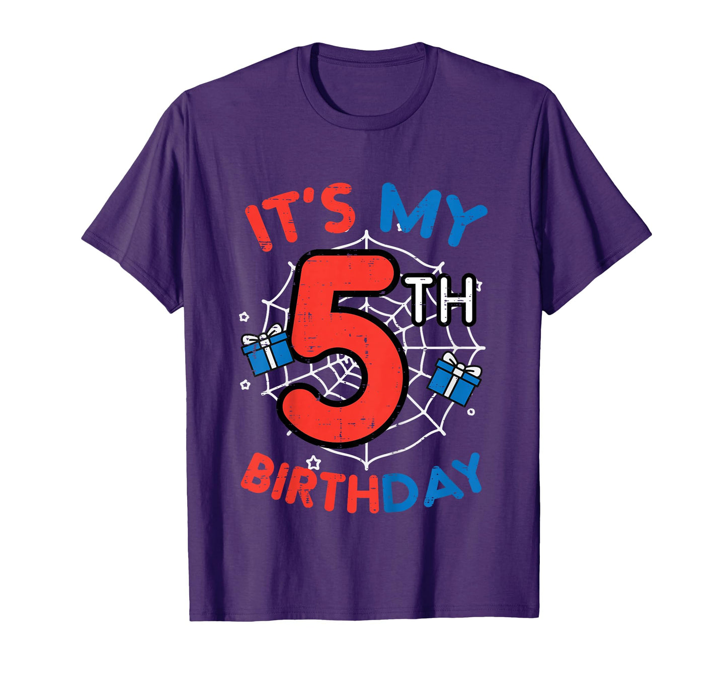 Its My 5th Birthday Spider Web 5 Year Old Bday Boys Kids T-Shirt