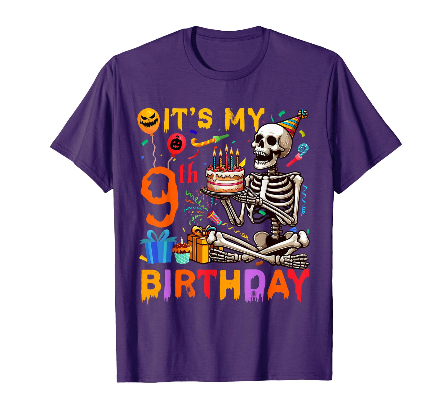 It's My 9th Birthday Halloween Skeleton Matching Party T-Shirt