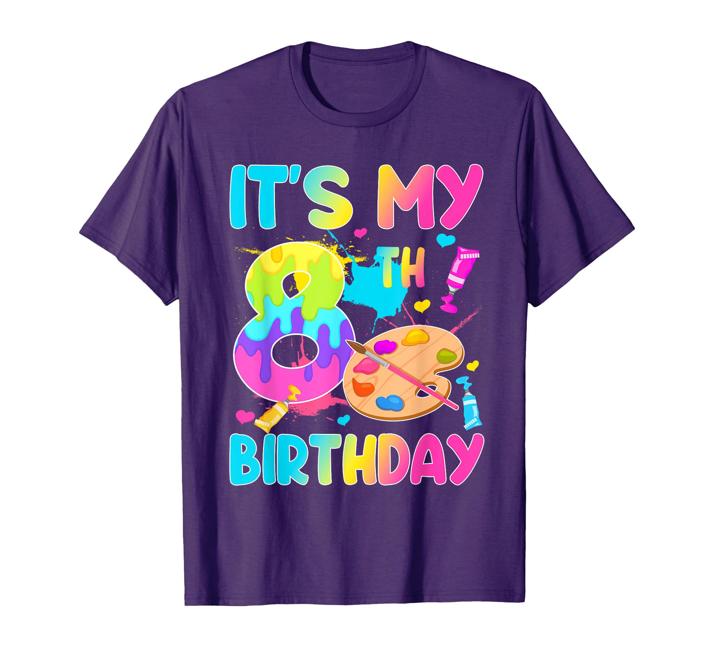 It's My 8th Birthday Painting Art Theme 8 Year Old Artist T-Shirt