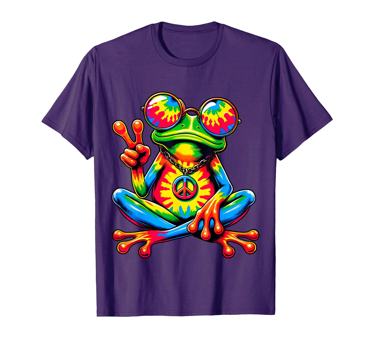 Tie-Dye Peace Frog Peace Sign Hippie T-Shirt