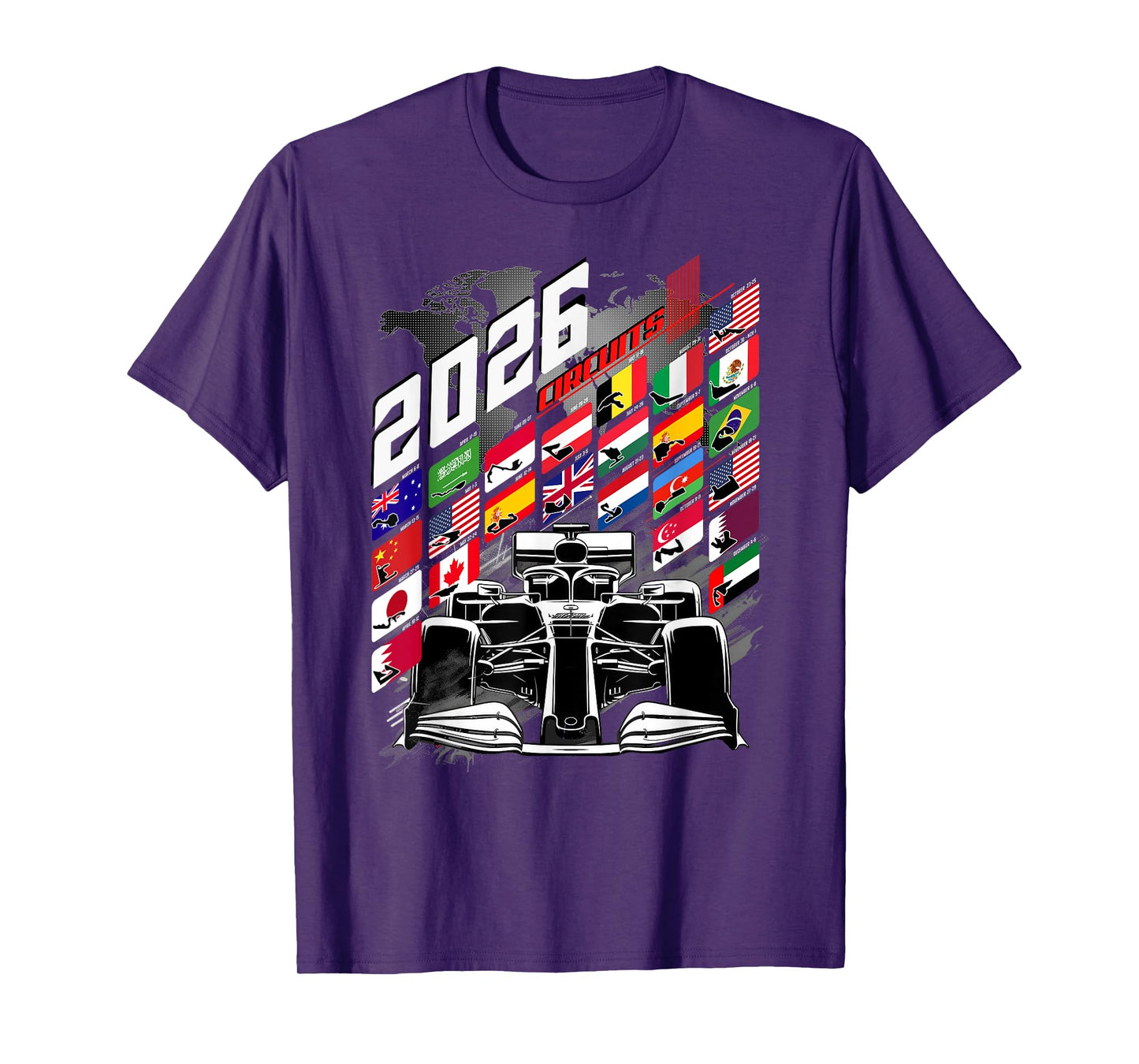 2026 Calendar Racing Circuit Schedule Gear Places T-Shirt