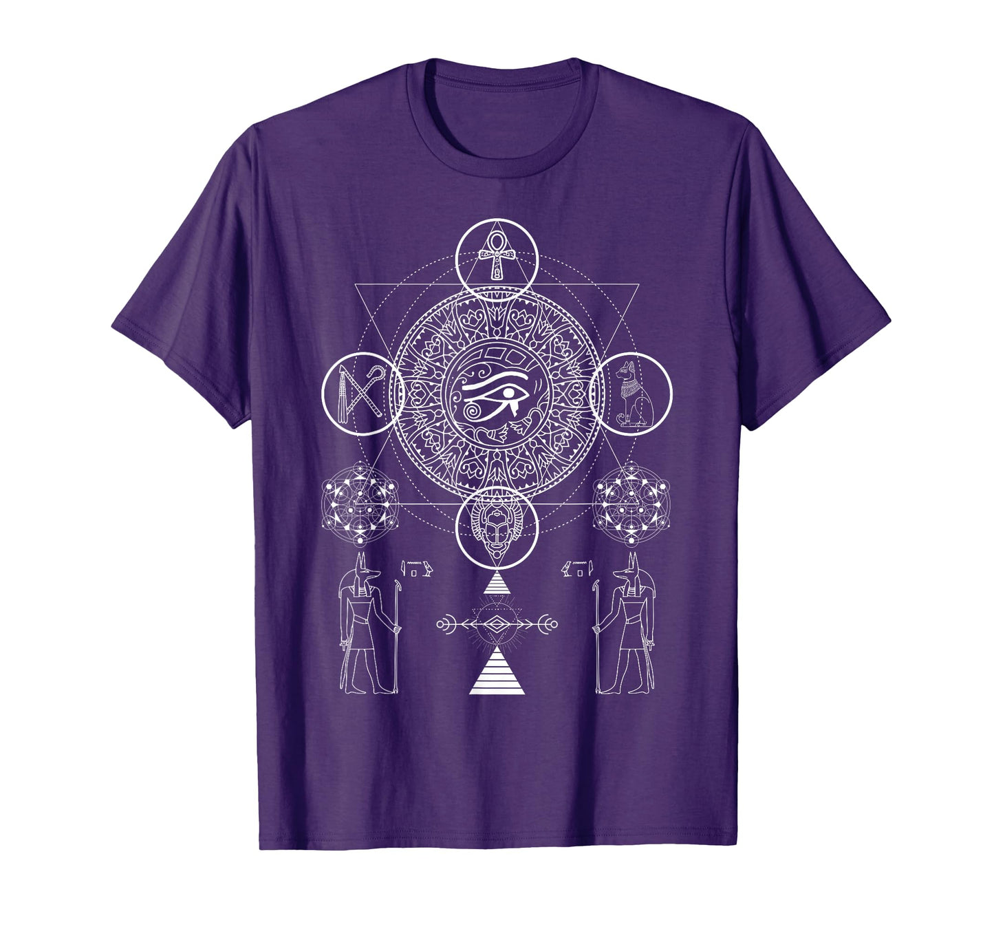 Sacred Geometry Egyptian Anubis Eye Of Horus Art T-Shirt