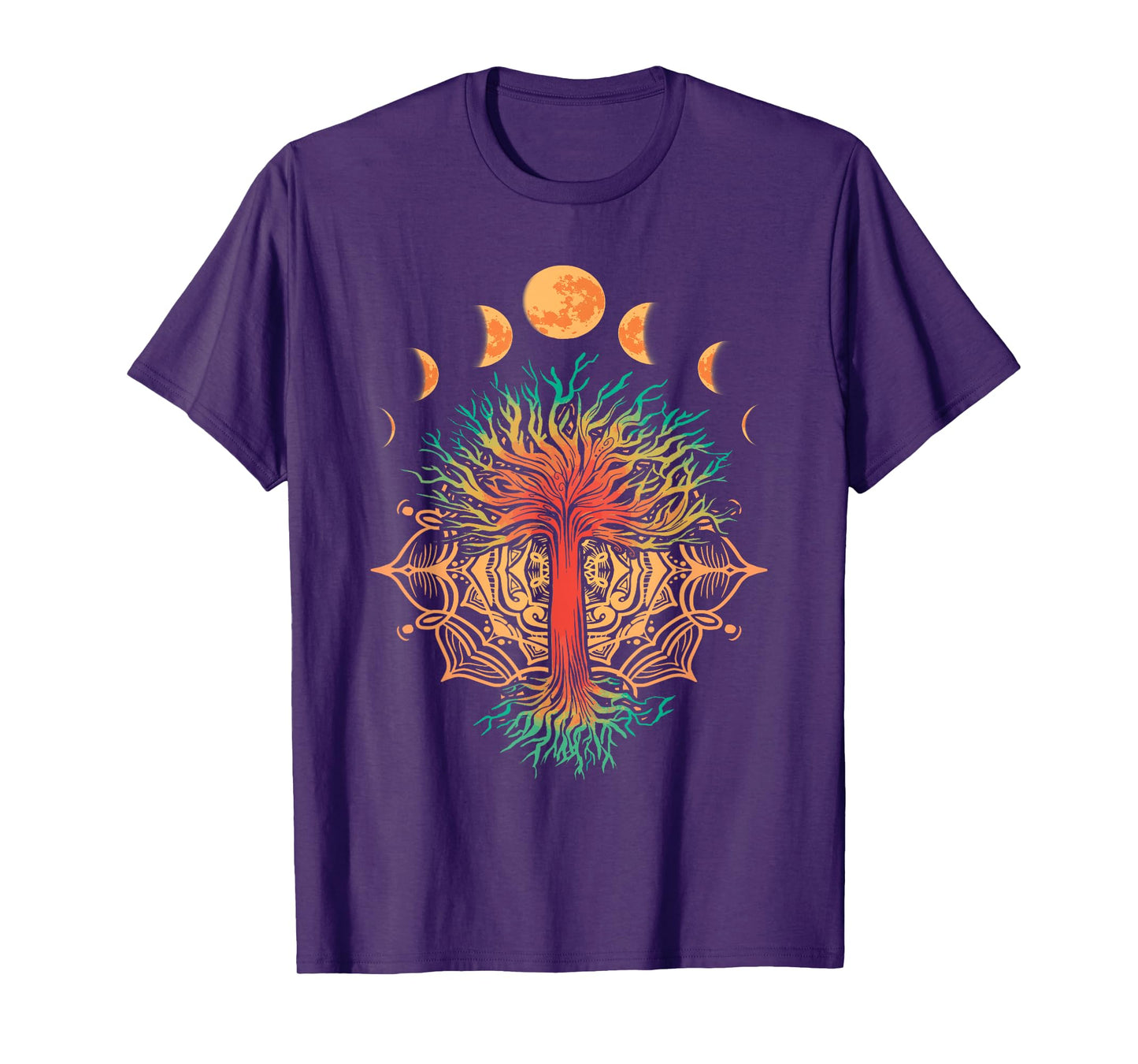 Moon Phases Tree of Life Retro Yoga Meditation Men women T-Shirt