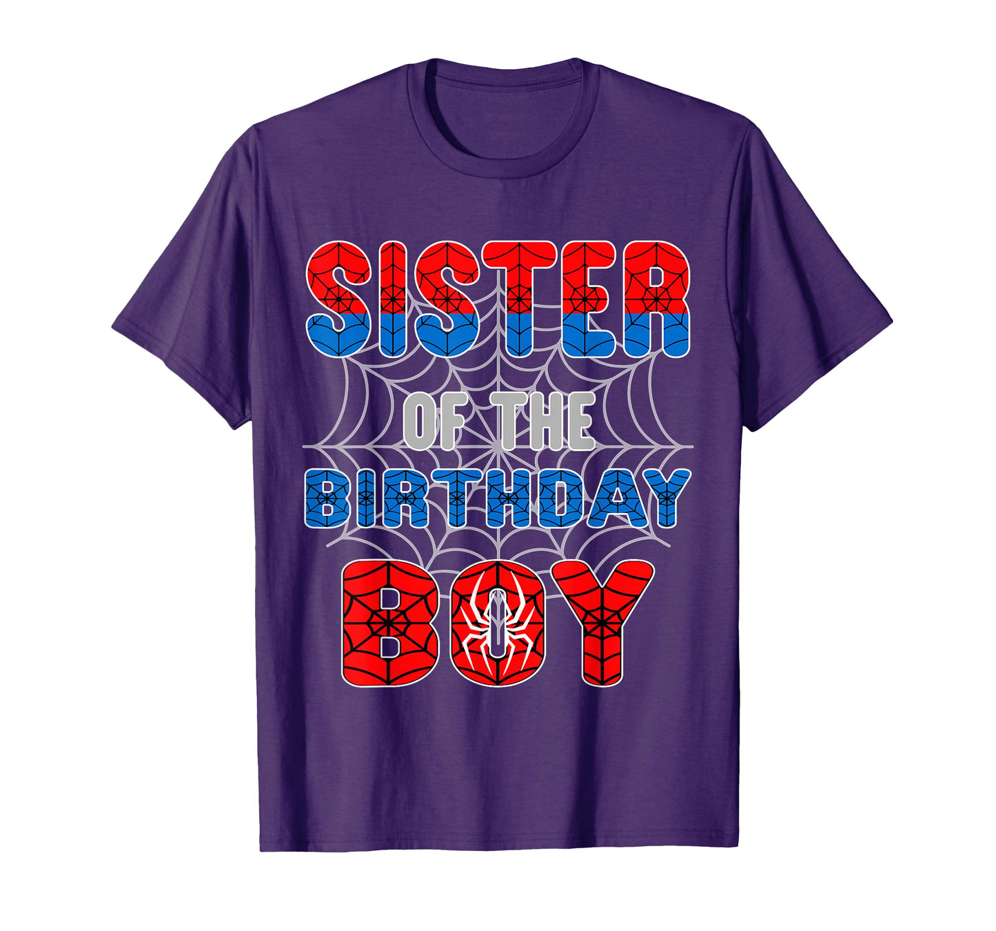 Spider Web Birthday Party Sister of The Birthday Boy T-Shirt