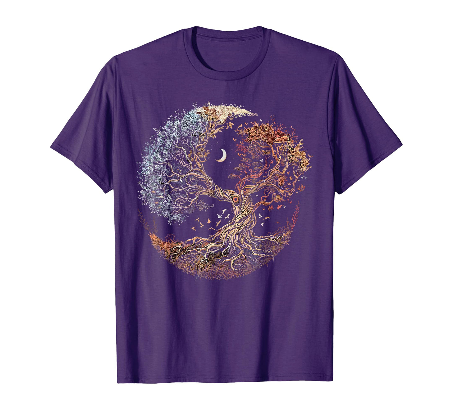 Tree Of Life Roots Nature Lover Crescent Moon Stars Graphic T-Shirt