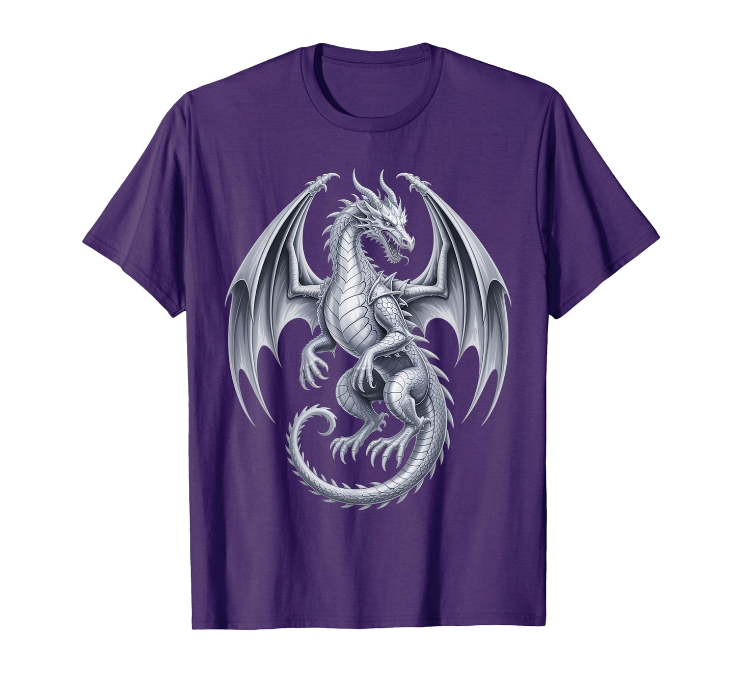Vintage Mythical Fantasy Creature Dragon Art Silver Dragon T-Shirt