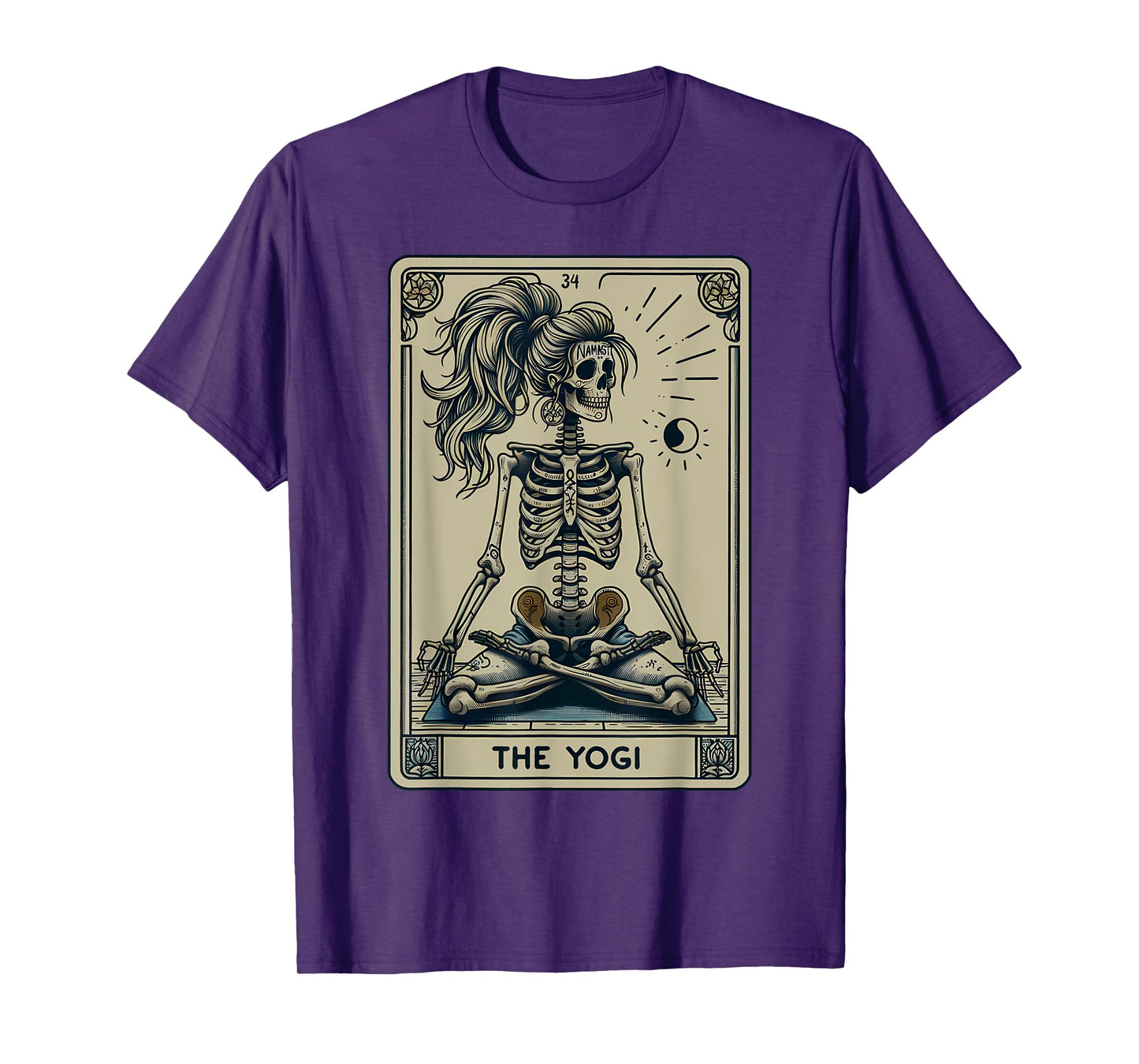 Funny Skeleton Yogi Tarot Card Yoga Instructor Witch Vibes T-Shirt