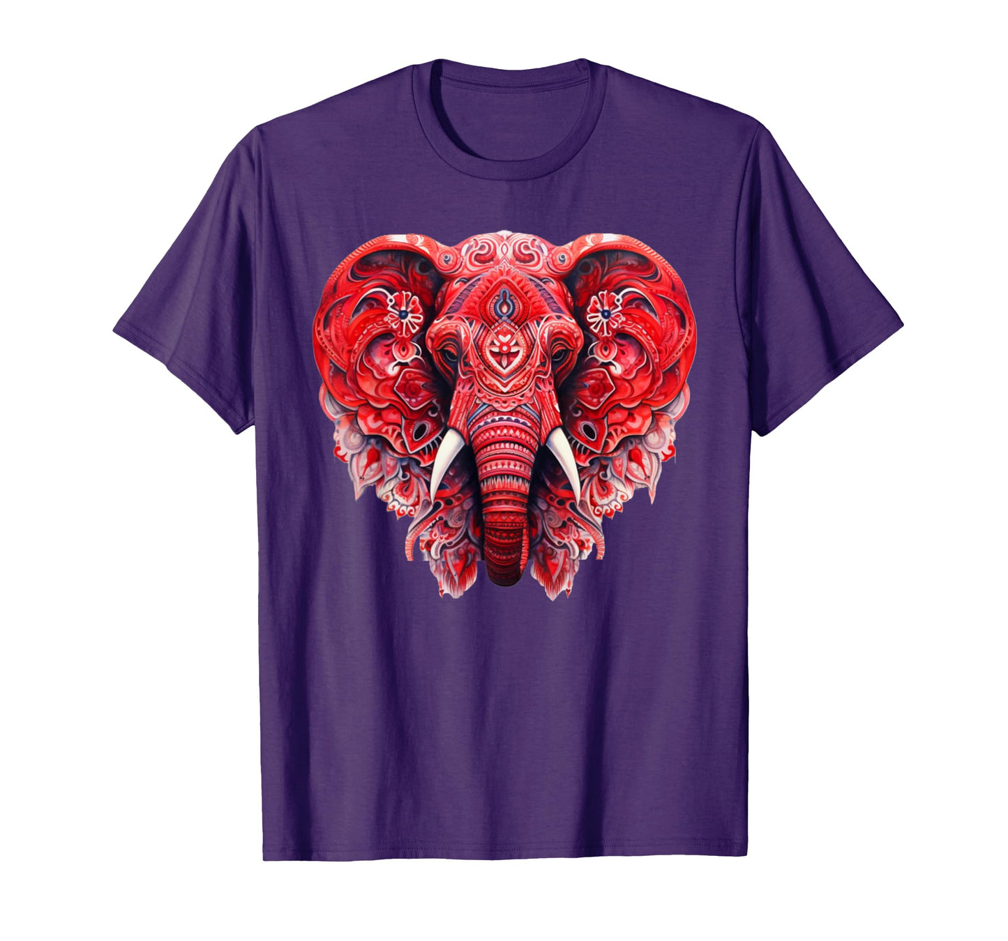 Red Mandala Aart Elephant Tribal Yoga Graphic T-Shirt