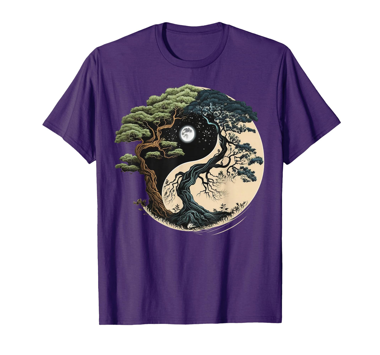 Yin Yang Tree of Life on Buddhist Bonsai Tree T-Shirt