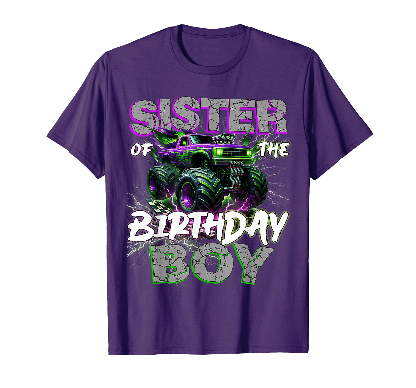 Sister Of The Birthday Monster Truck Family Matching Party T-Shirt