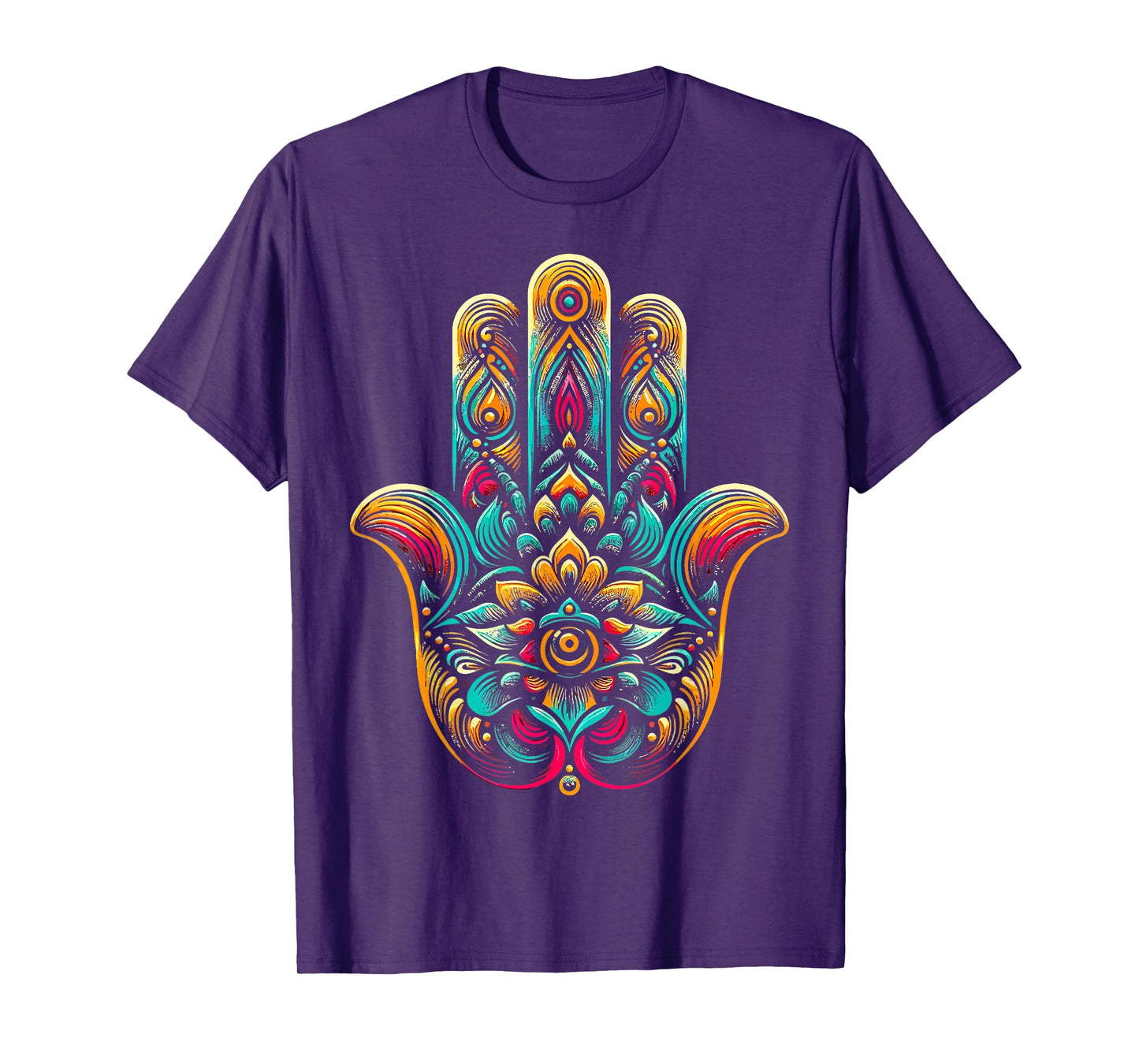 Hamsa Hand Mandala Yoga Fatima Hand Symbol Boho Womens T-Shirt