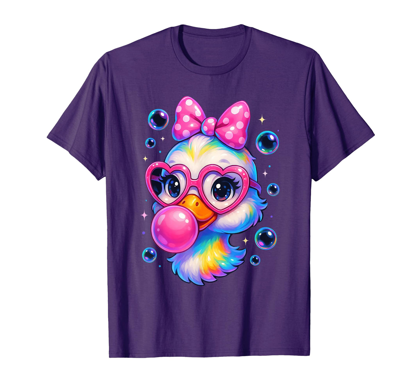 Cool Rainbow Duck Sunglasses Bubblegum Cute Duck Girls T-Shirt