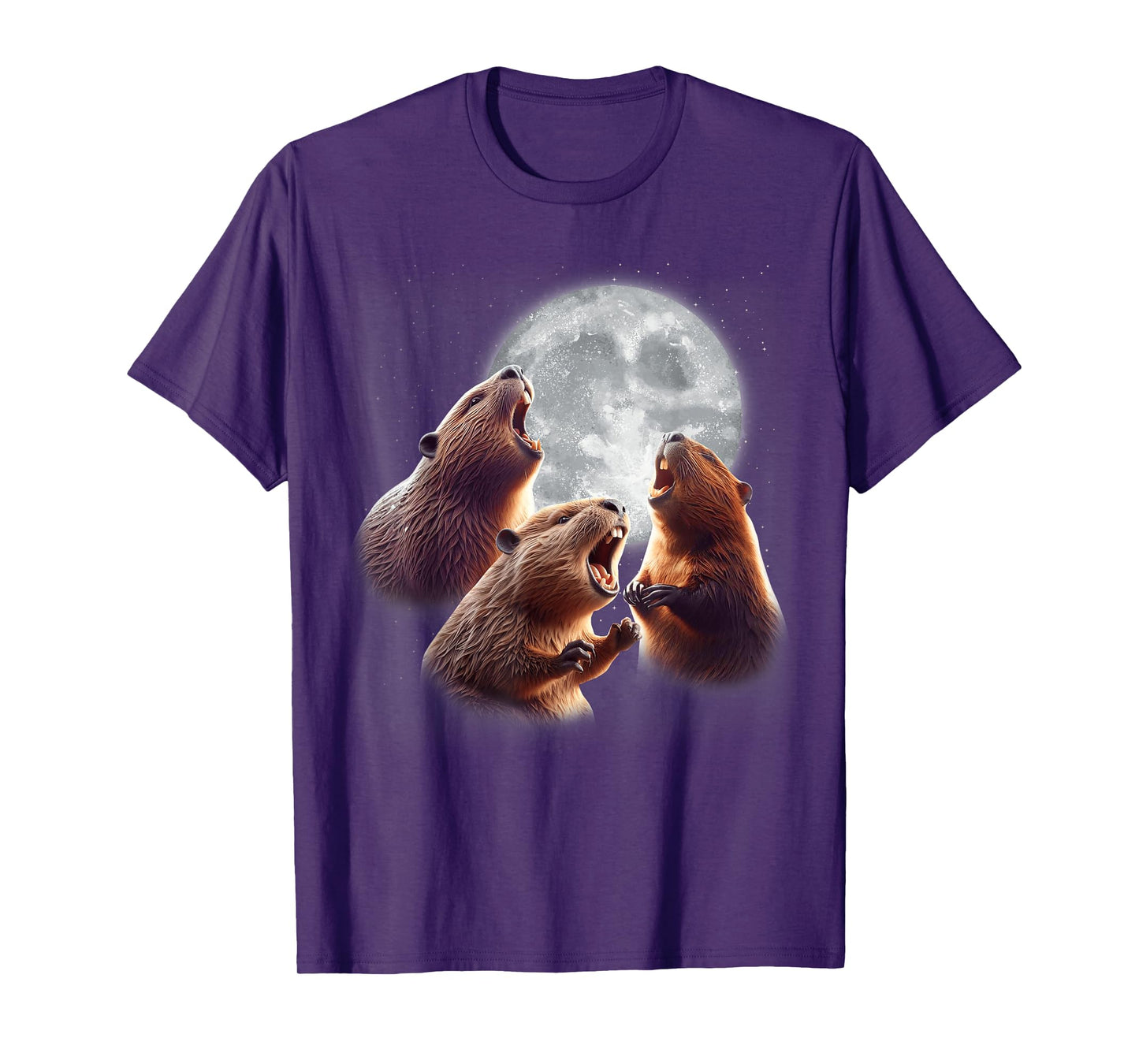 3 Beaver Howling At The Moon Funny Beaver Lover Rodent Kids T-Shirt