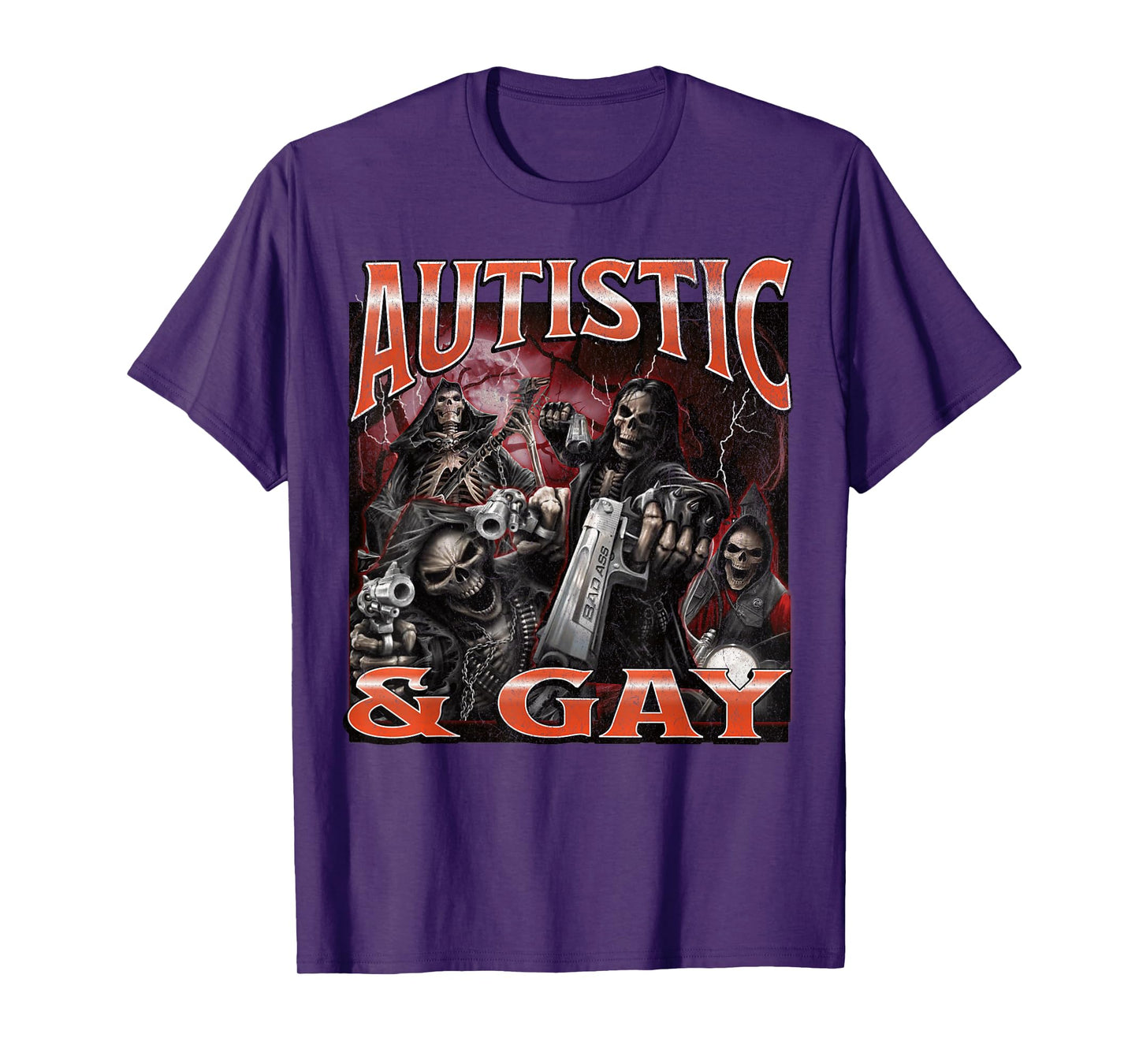 Autistic And Gay Funny Hard Skeleton Meme Bootleg T-Shirt