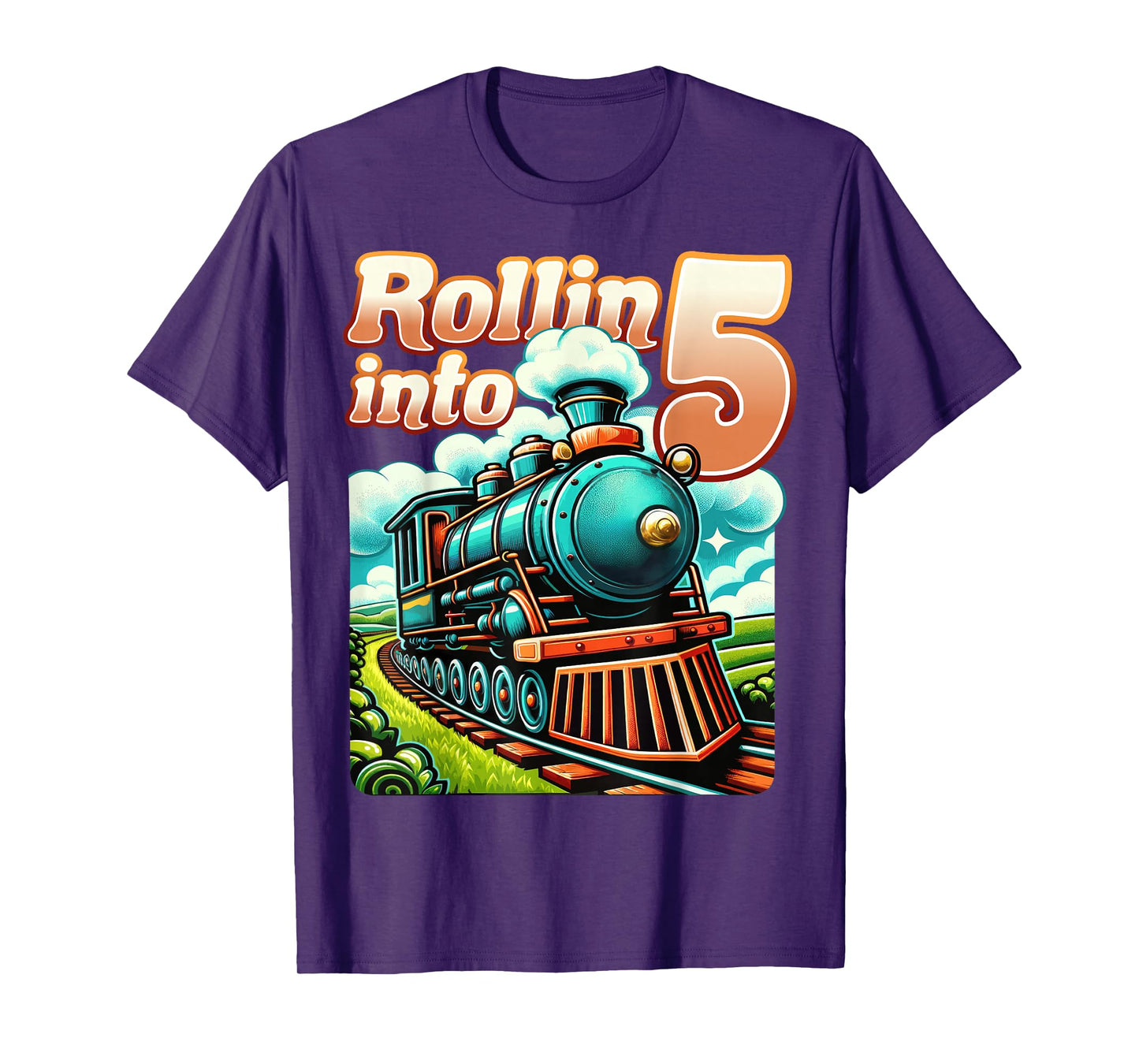 Rollin' into 5 Train 5th Birthday Party Supply Birthday Boy T-Shirt