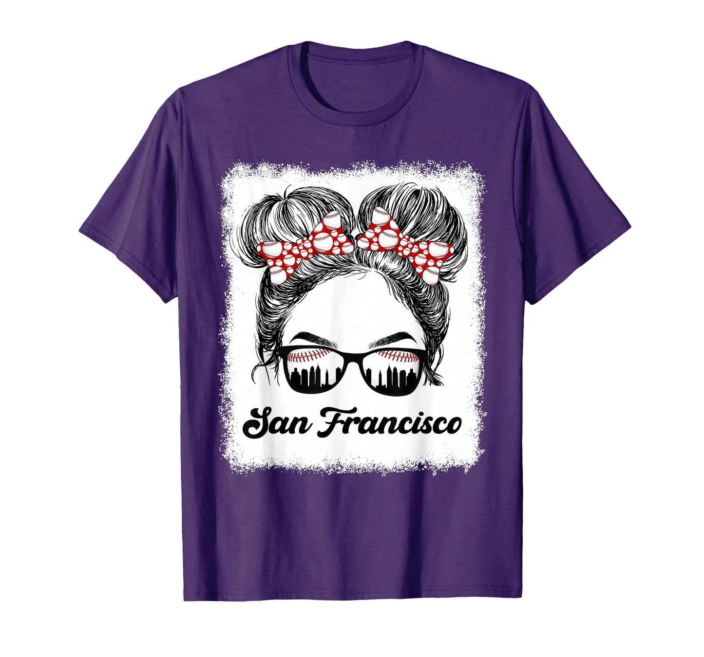 San Francisco Retro Baseball Messy Bun Girl Met At Game Day T-Shirt