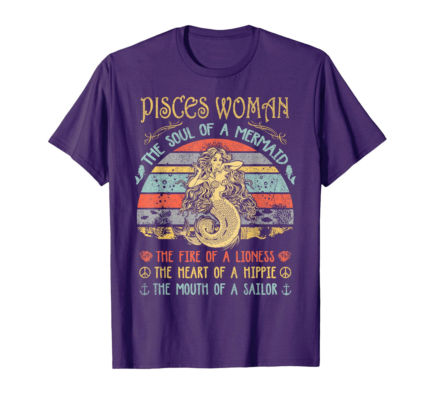 Pisces Woman The Soul Of A Mermaid Vintage Birthday T-Shirt