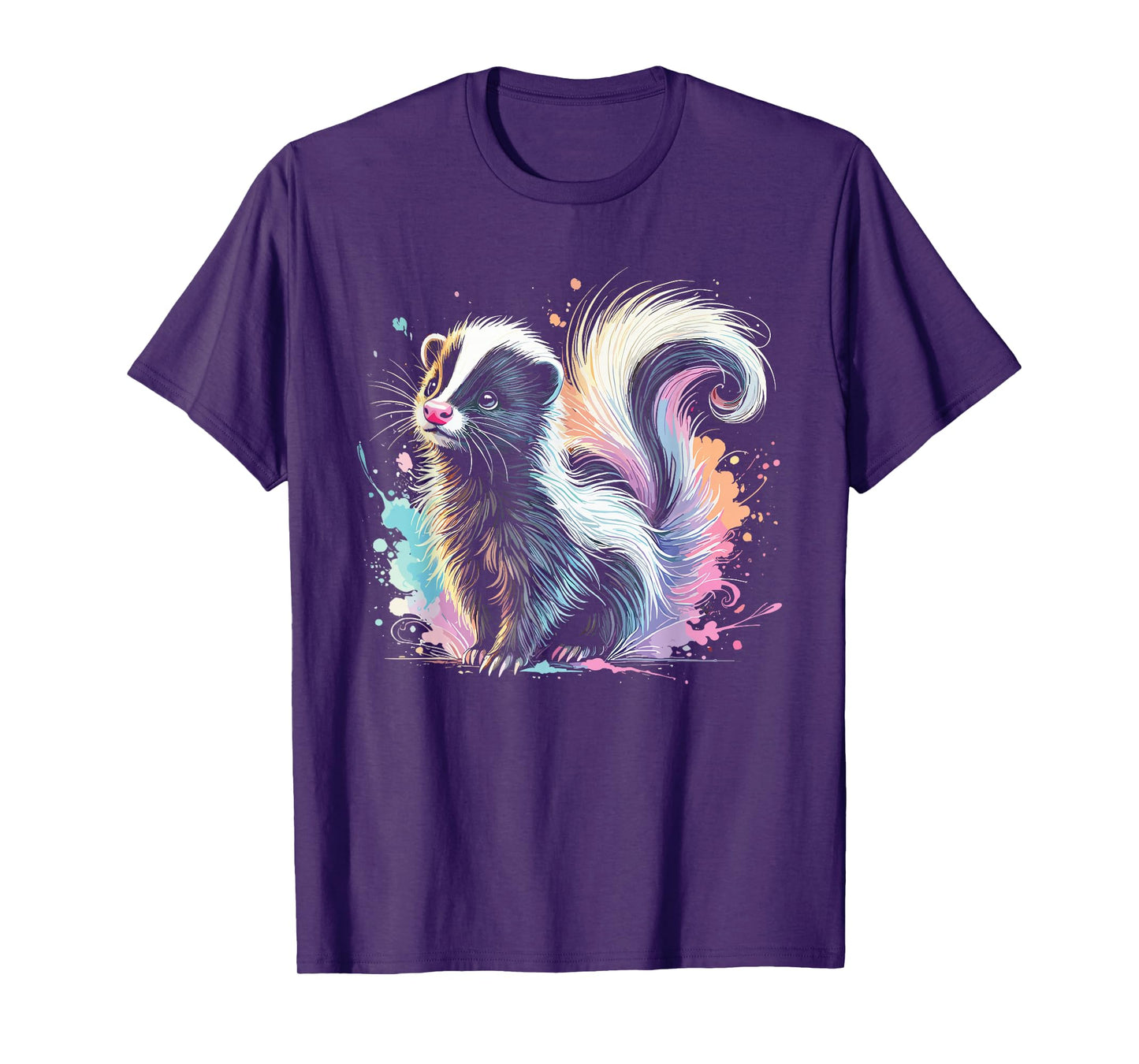 Skunk Artwork Animal Illustration Cute Colorful Skunk T-Shirt