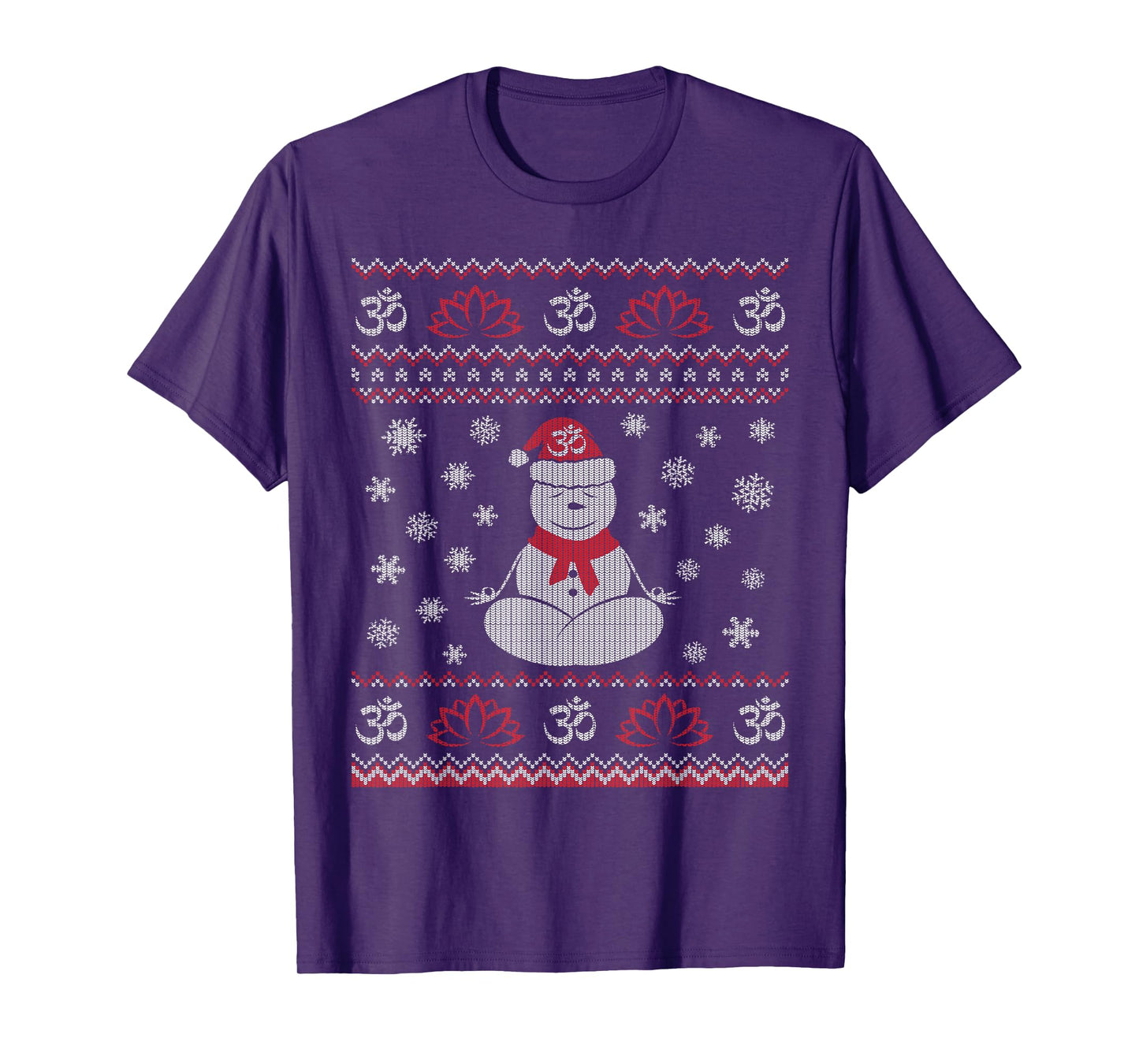 Yoga Snowman Meditating Lotus Pose Ugly Christmas T-Shirt