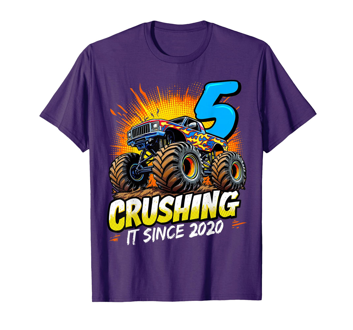 Birthday Monster Truck 5 year Old Boys 5th Party Born 2020 T-Shirt