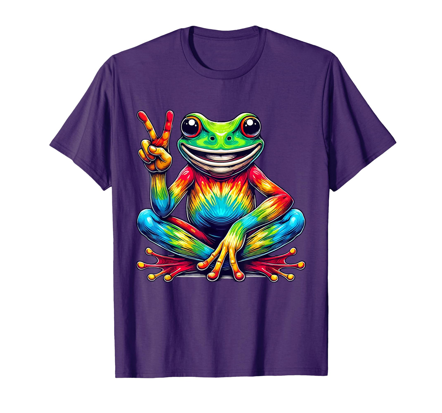 peace sign frog hippie Tie-Dye women men T-Shirt