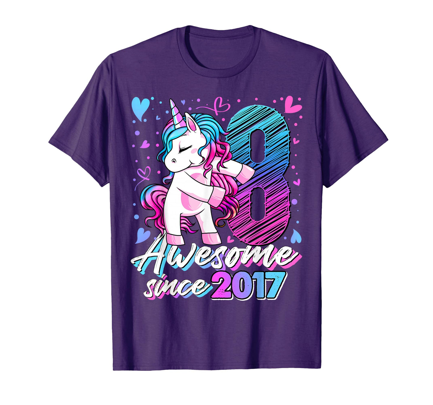 8 Year Old Unicorn Gifts For Girls 8th Birthday Girl Party T-Shirt