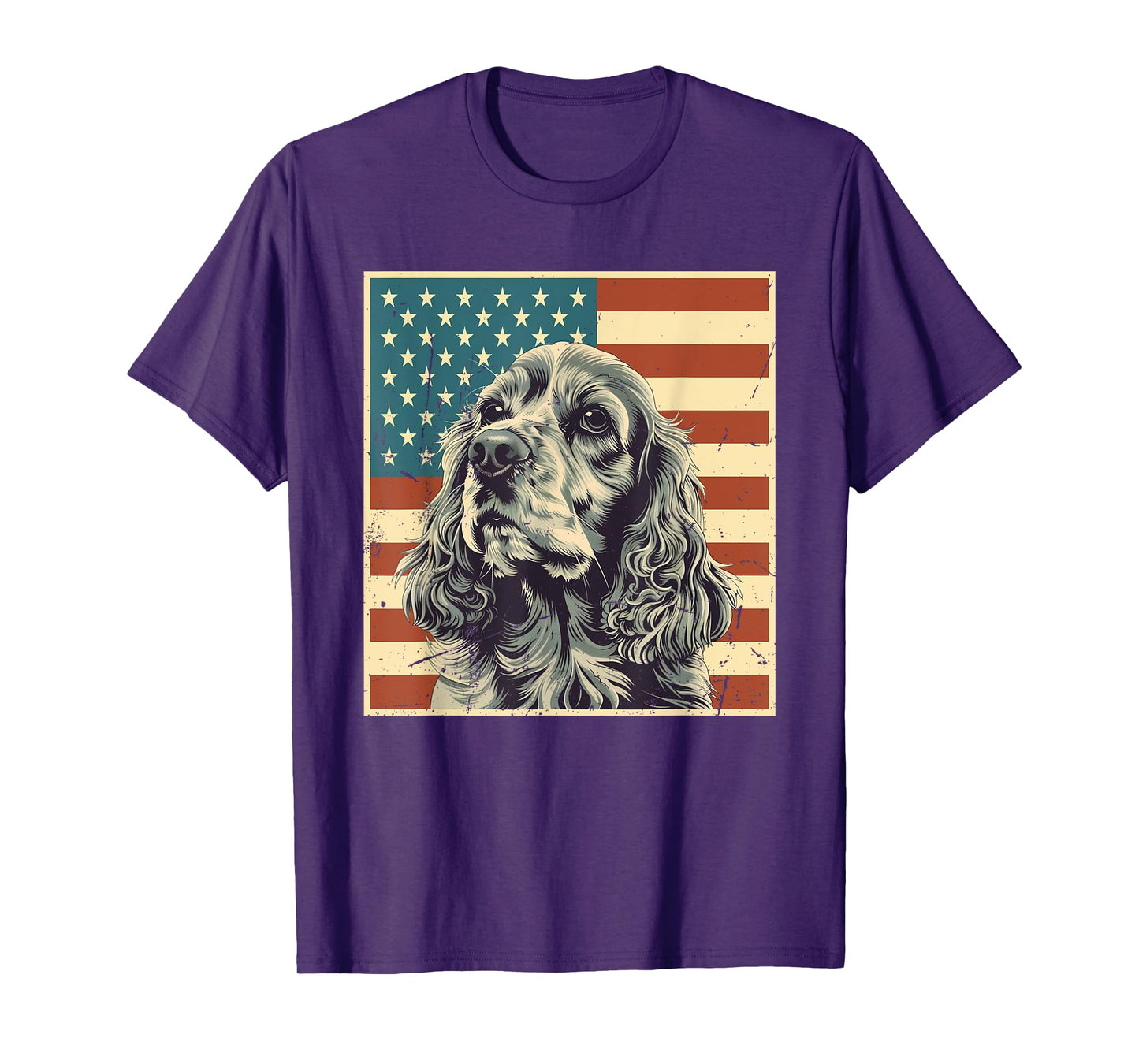 Cocker Spaniel Vintage American Flag Dog Lover 4th of July T-Shirt