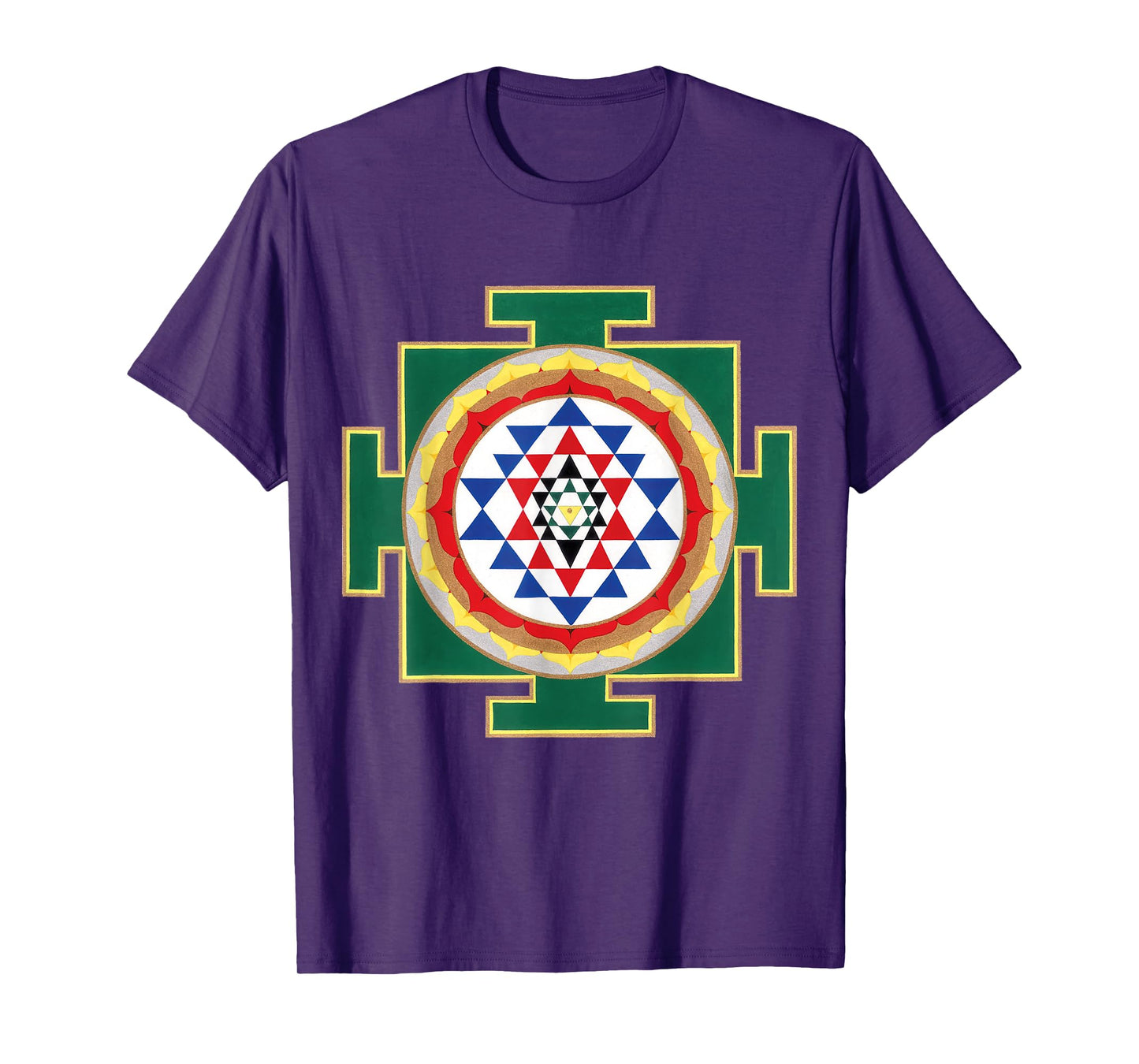 Trendzshops Positive Energy Sri Yantra T-Shirt - Unisex-Adult, Black, Small, Short Sleeve, Cotton, Polyester