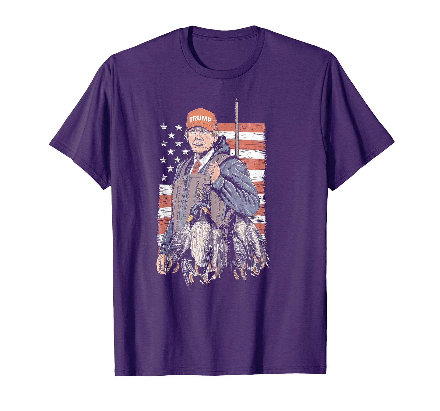 Duck Hunting Trump Camo Hello Hunting Season US Flag T-Shirt