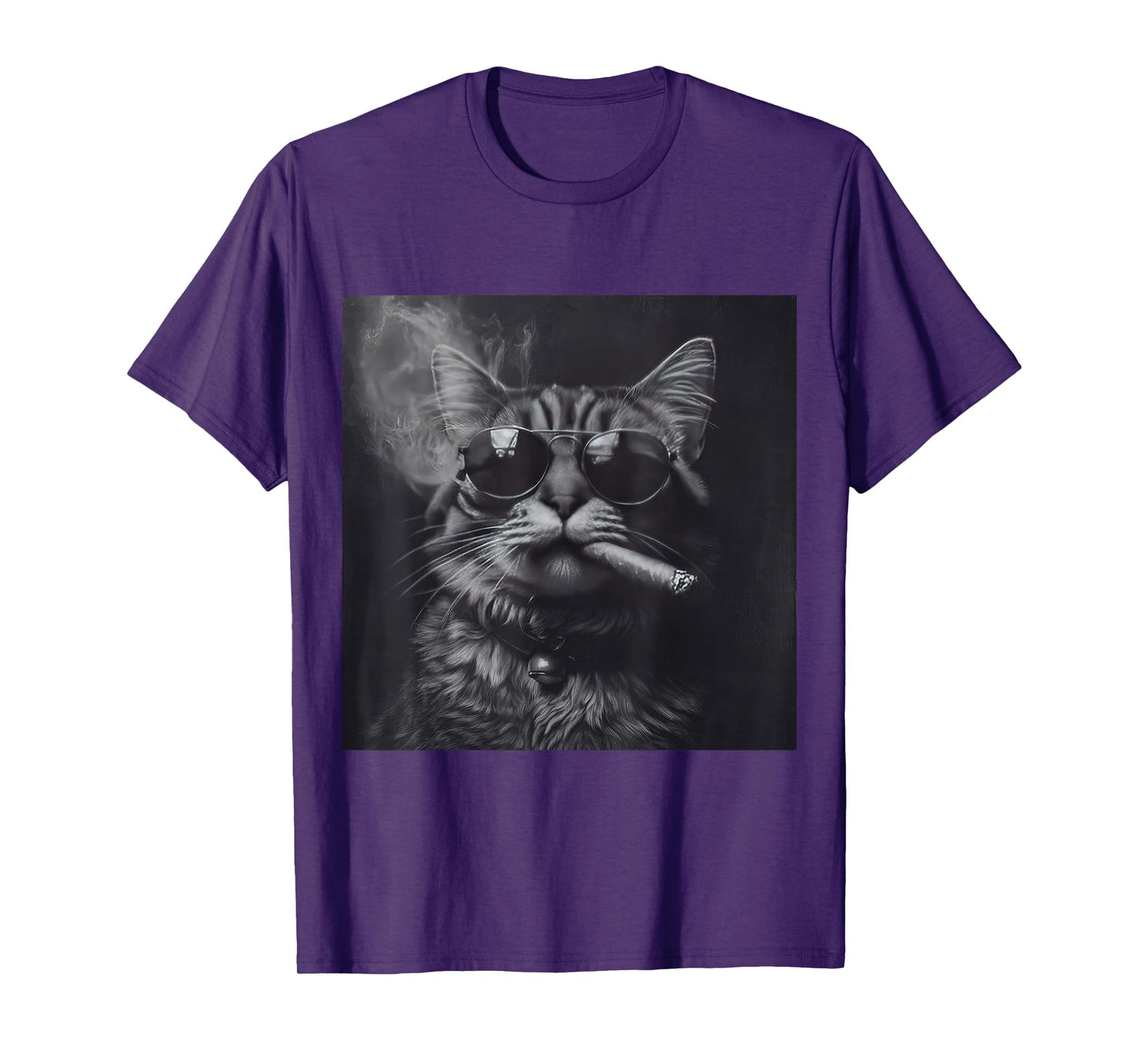 Smoking Cat Moody Noir Black And White Art Funny T-Shirt