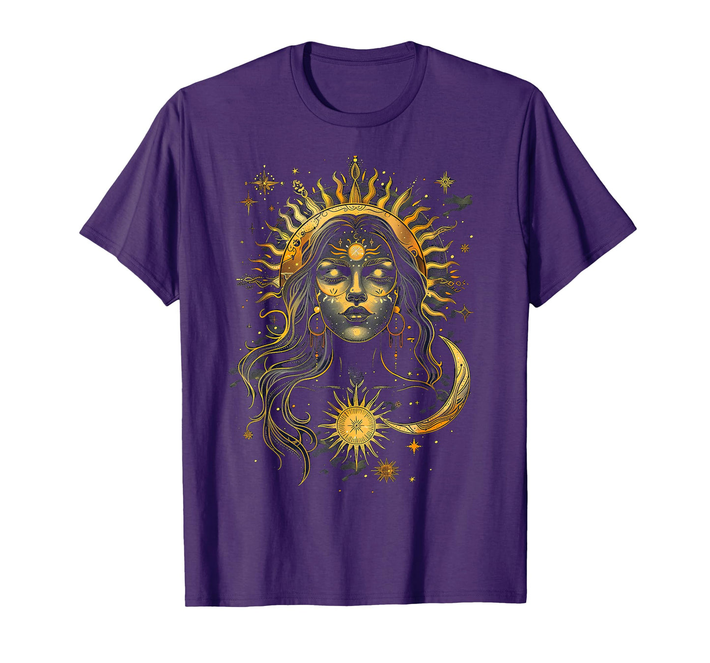 mystic sun and moon woman mystical flowers aesthetic T-Shirt