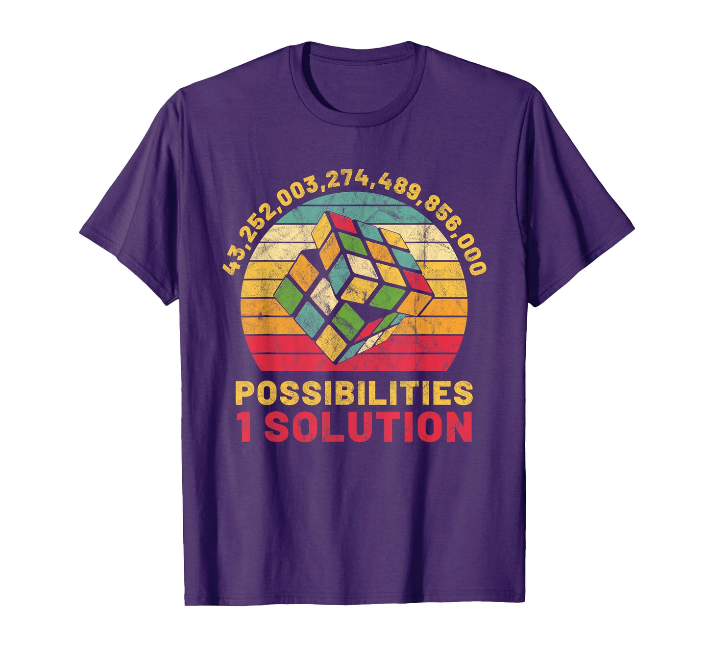 Puzzle Cube Funny One Solution Speed Cubing Retro Math T-Shirt