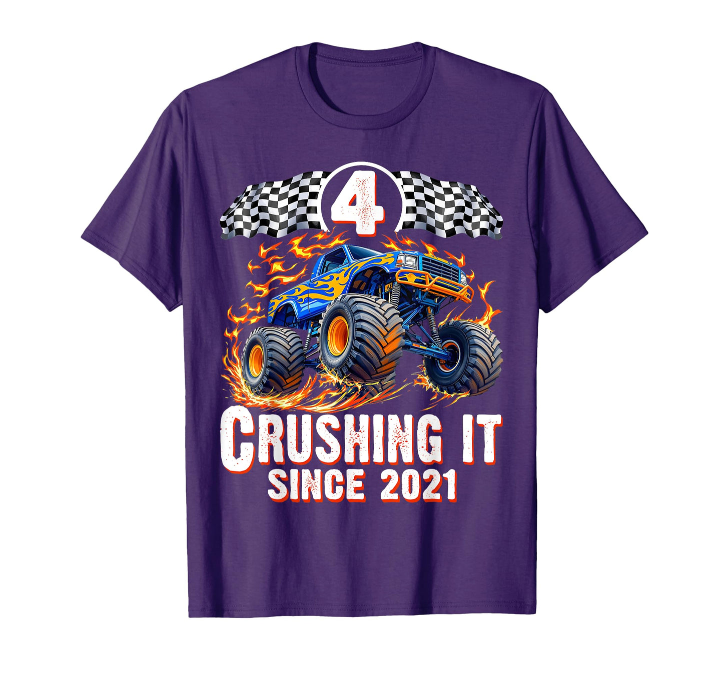 Birthday Monster Truck 4 years Old Boys 4th Party Born 2021 T-Shirt