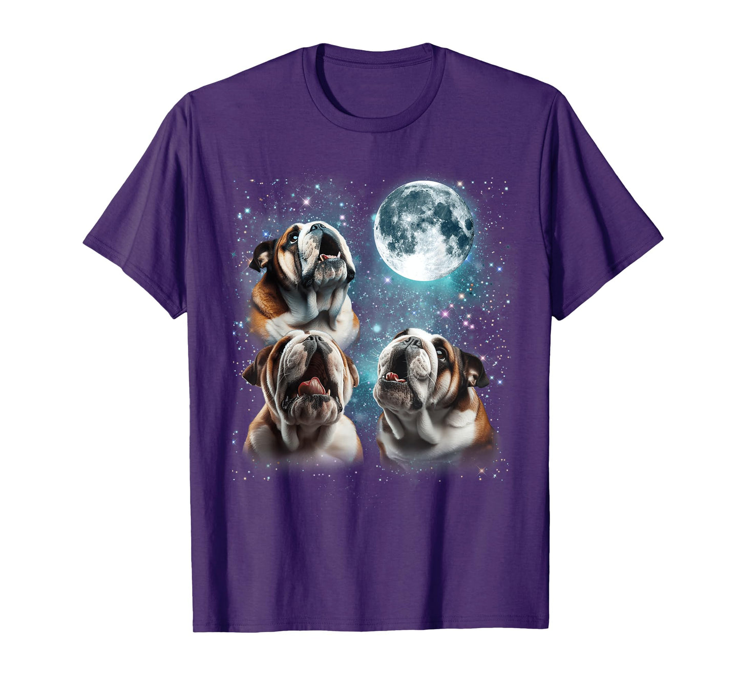 3 English Bulldog Moon Howling Funny Gifts For Men Women Kid T-Shirt