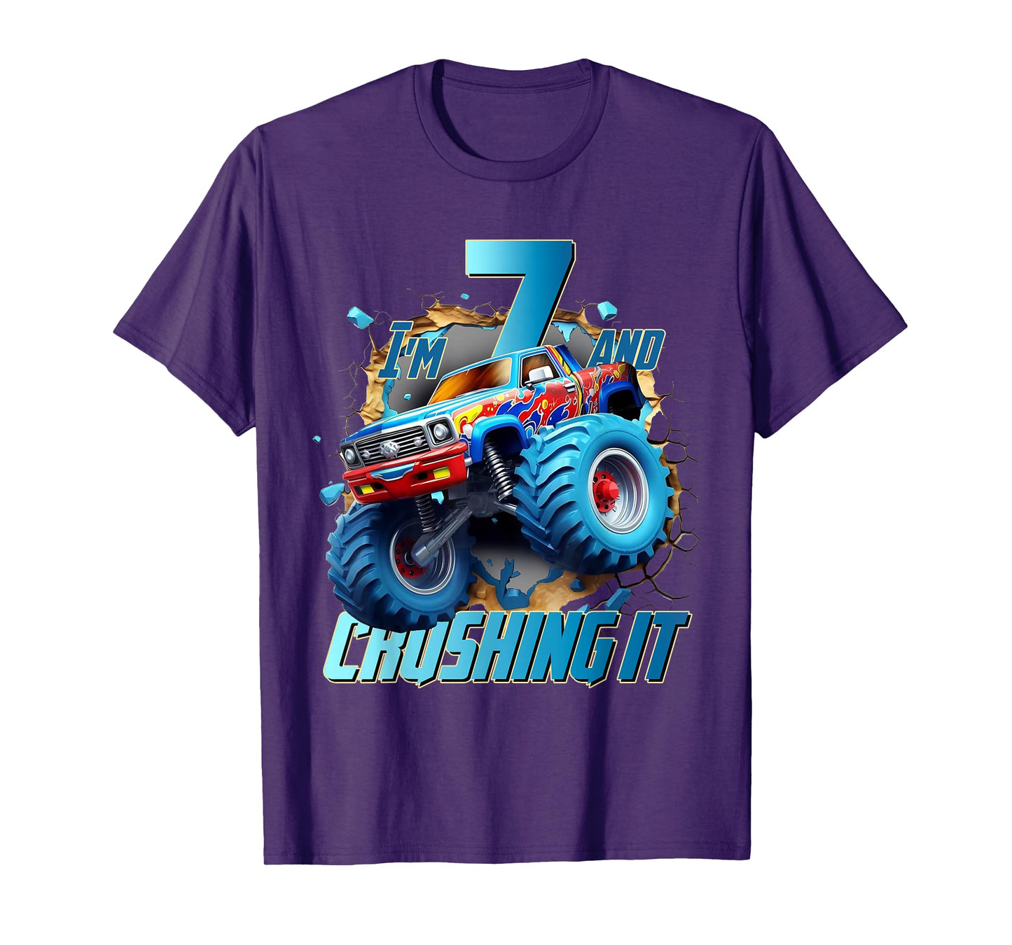I'm Crushing it Monster Truck 7 Year Old Boys 7th Birthday T-Shirt
