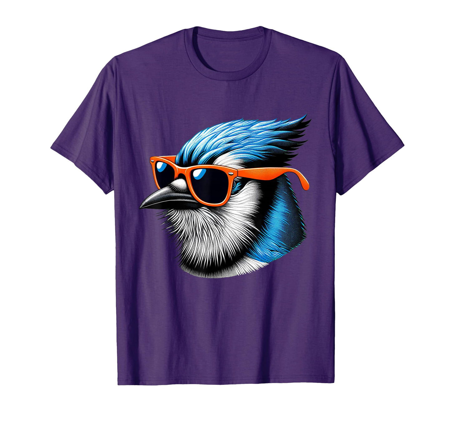 Cool Blue Jay Bird Wearing Sunglasses Graphic Art T-Shirt
