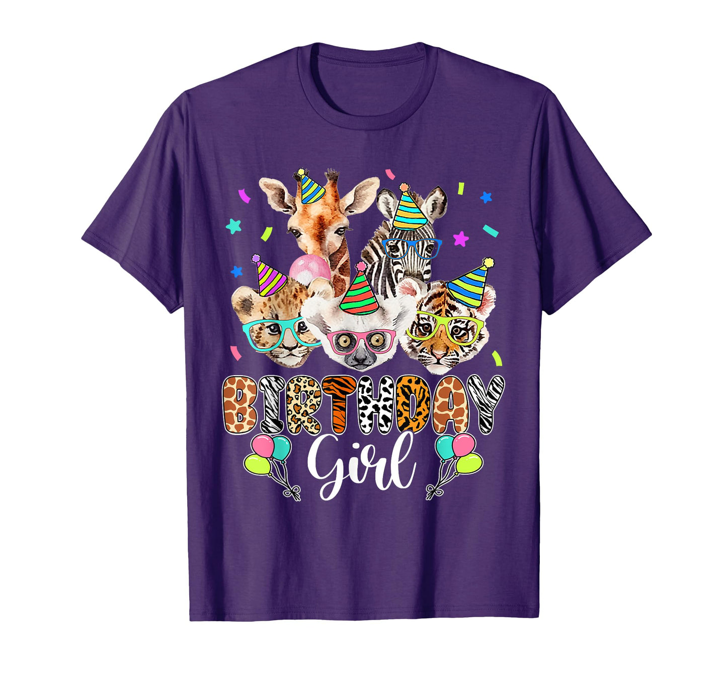 Happy Birthday Girl Zoo Animals Wildlife Girls Kids Cute T-Shirt