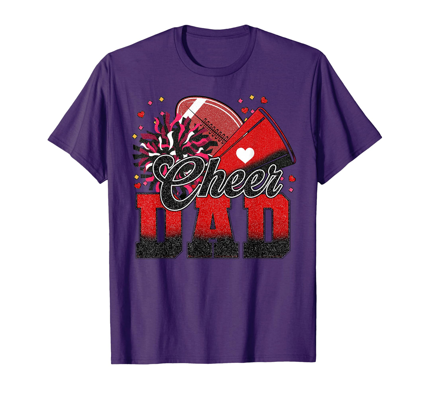 Red Black Football Cheer Dad Women Men Vintage Cheerleader T-Shirt