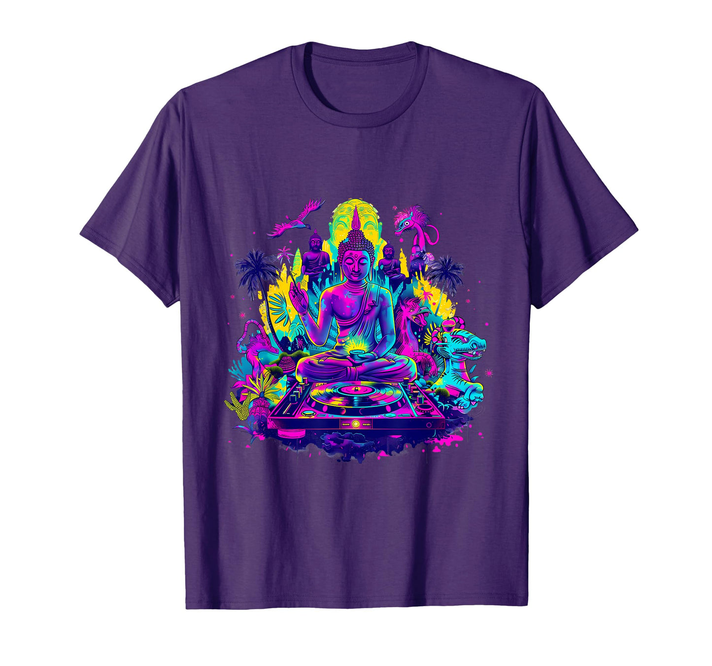 Buddha DJ Tropical Turntable DJ Buddha Dance Club Meditation T-Shirt