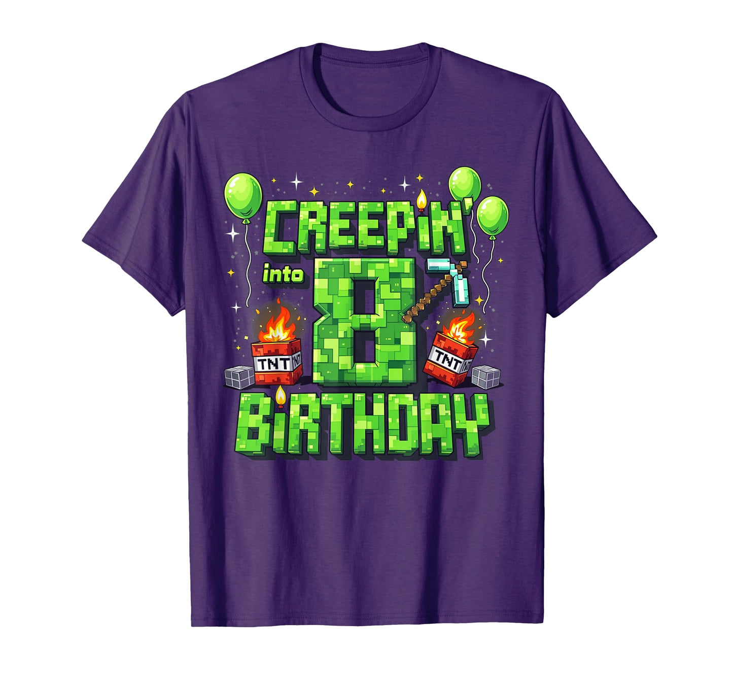 It's My 8th Birthday Boy Gamer Creepin’ Into 8 Gamer Pixel T-Shirt