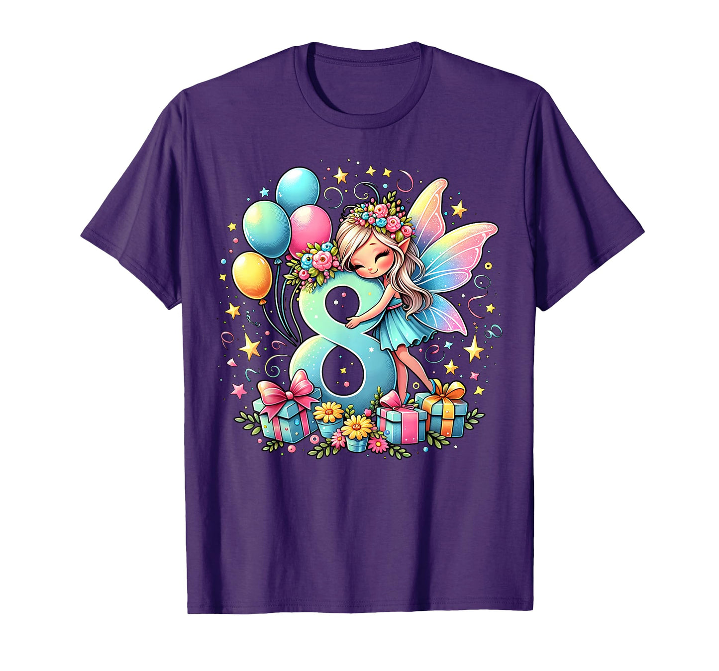 Kids Fairy Theme eighth Bday Party 8th Fairy Birthday T-Shirt
