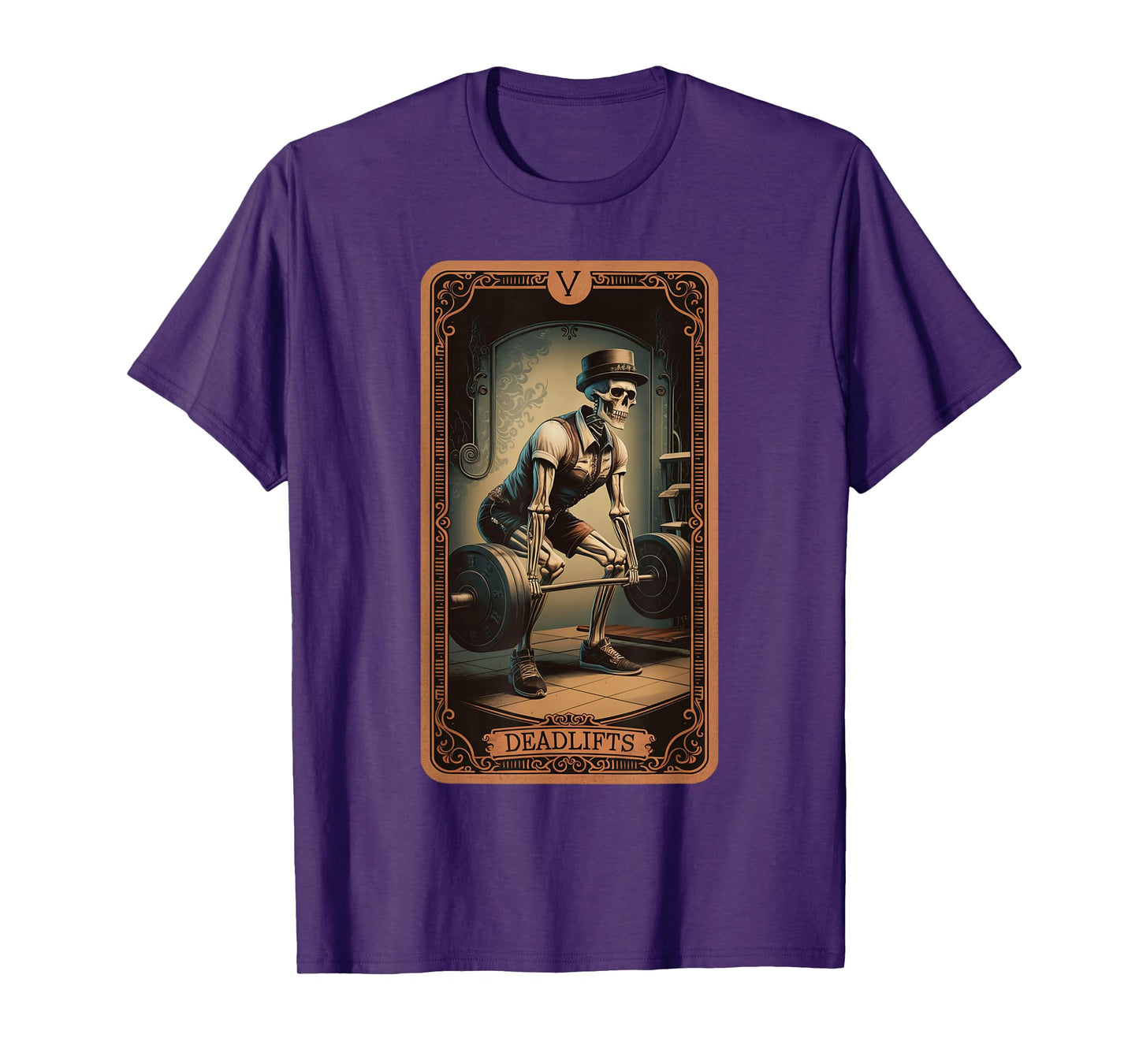 Tarot Card Skeleton Deadlifts Powerlifting Weightlifting Gym T-Shirt