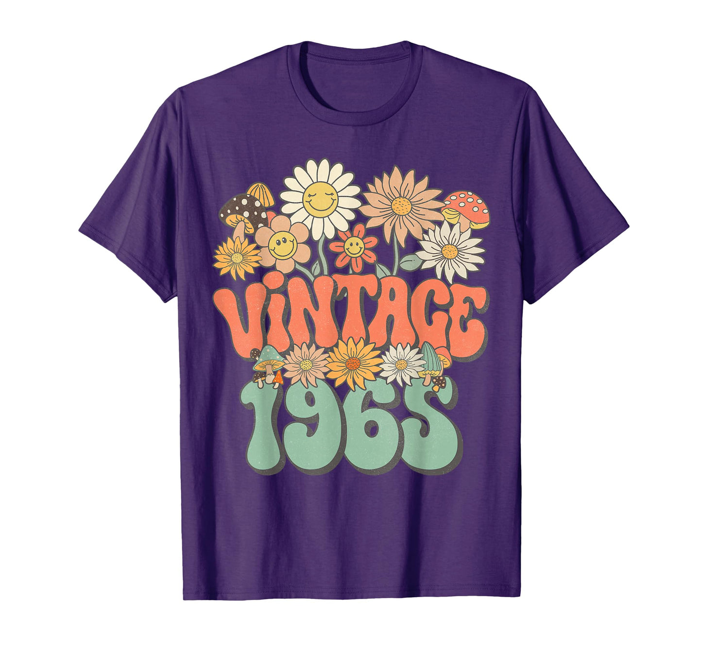 Retro Groovy Vintage 1965 Floral Hippie Daisy 60th Birthday T-Shirt