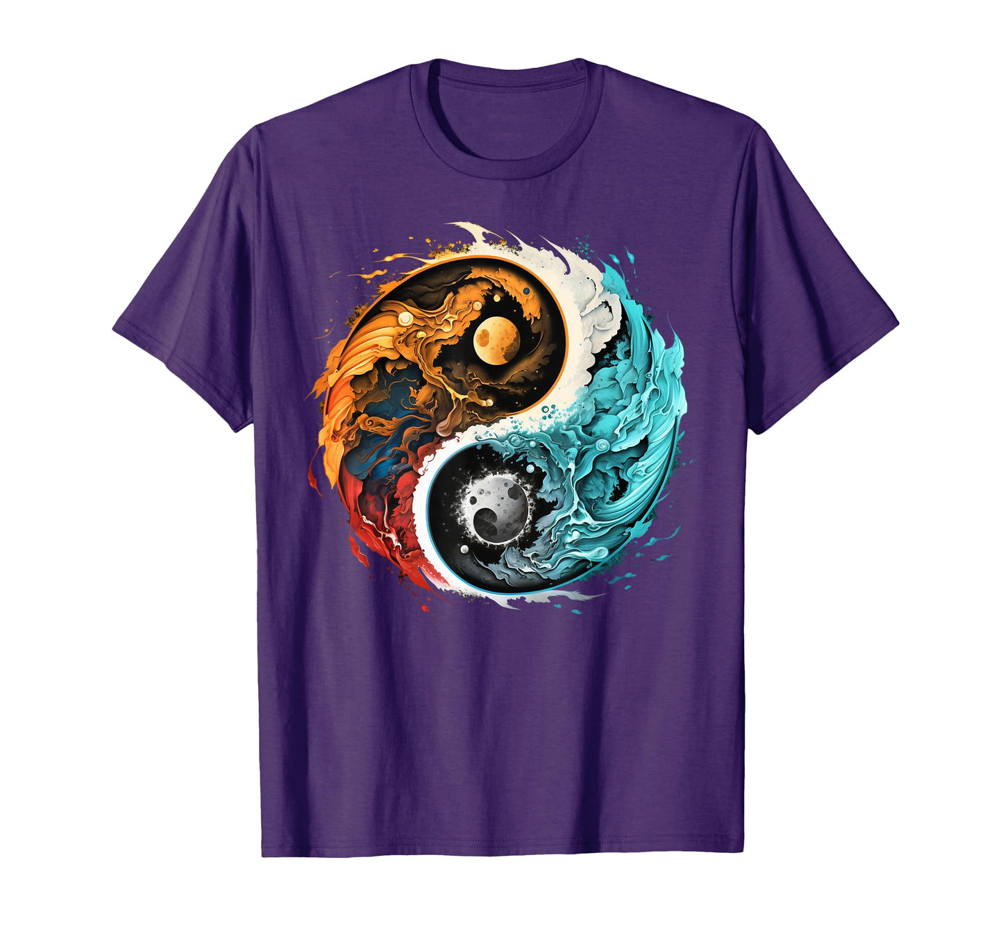 Colorful Taoism Yin Yang Splash on Zen Taijitu Yin Yang T-Shirt