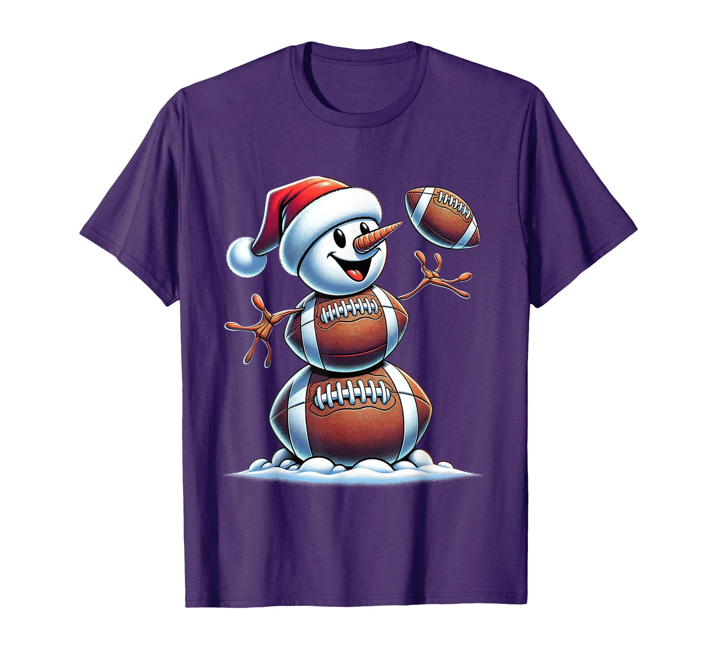 Football Snowman Christmas Cute American Football Kids Boys T-Shirt