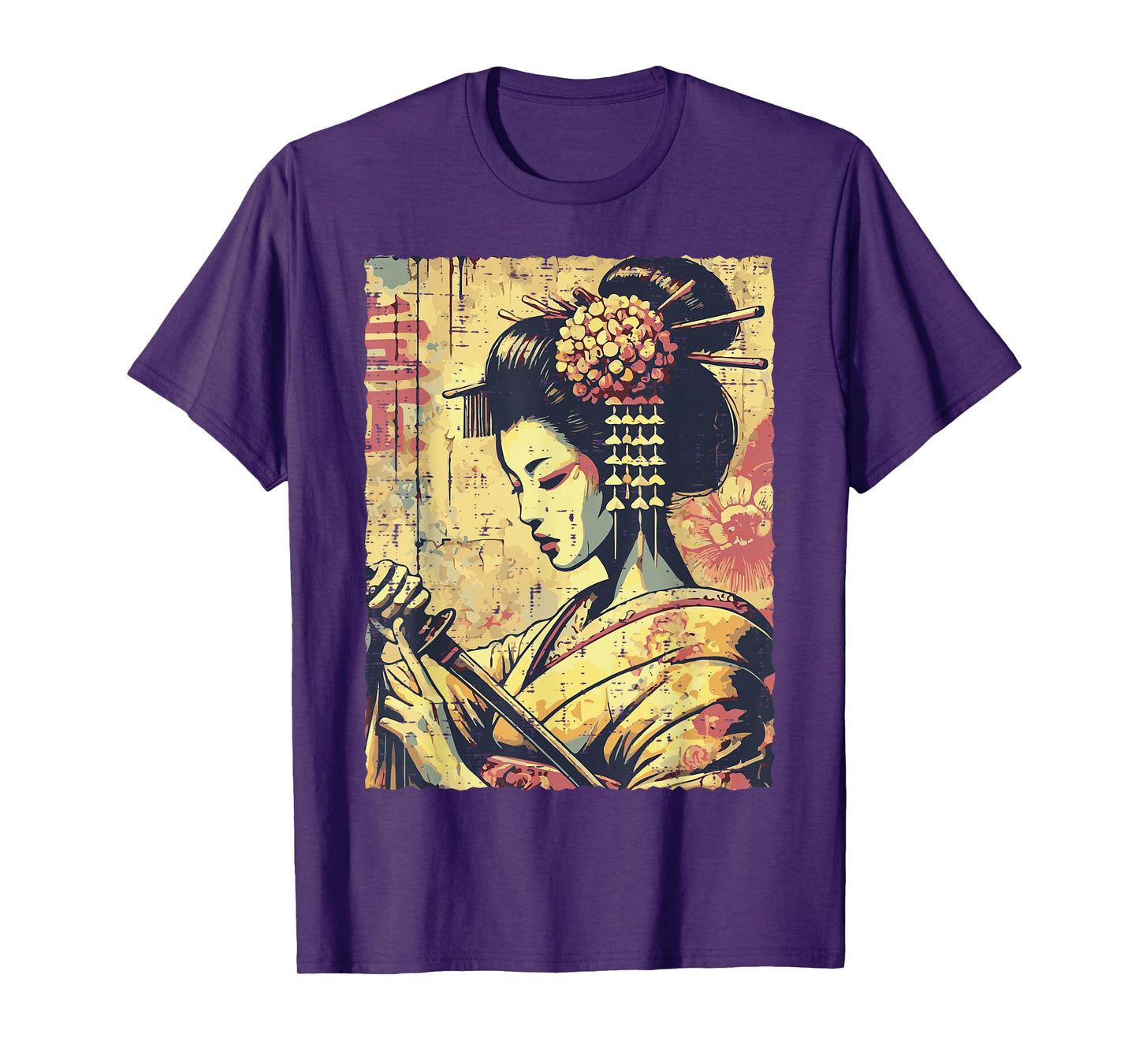 Japanese Hipster Geisha Katana Vintage Women Girls Kids Men T-Shirt