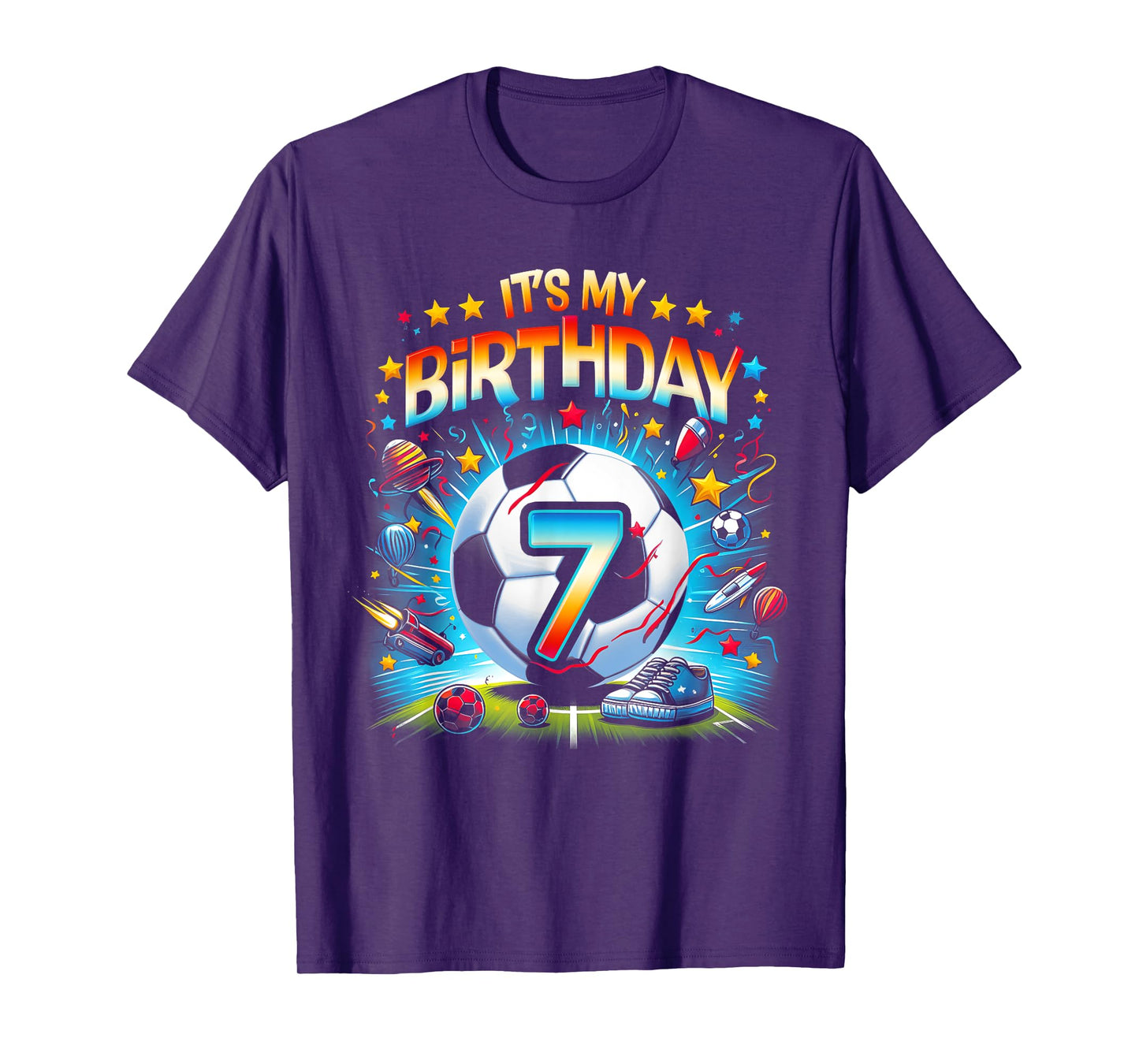 Kids It's My 7th Birthday Boys Soccer Football 7 Years Old T-Shirt