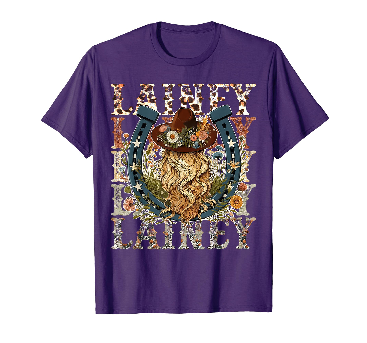 Lainey First Name Personalized Birthday Cowgirl Black Retro Unisex-Kids/Adults T-Shirt
